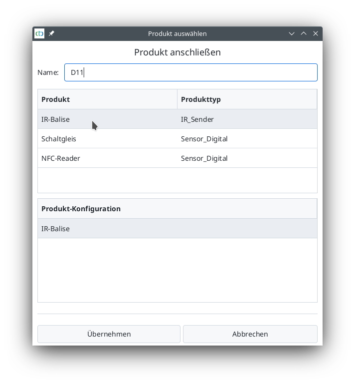 Konfiguration Weichenmodul Produkt_anschliessen Formsignal