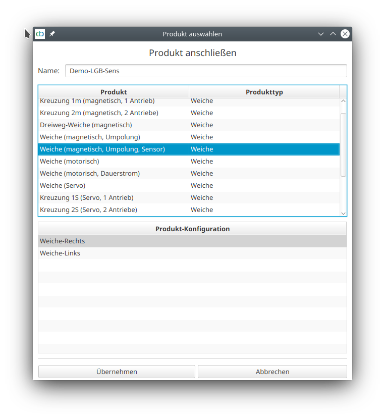 Produktkatalog: Weiche mit Sensor