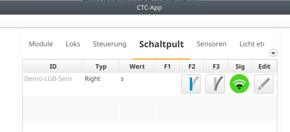 Weiche mit Sensor im Schaltpult