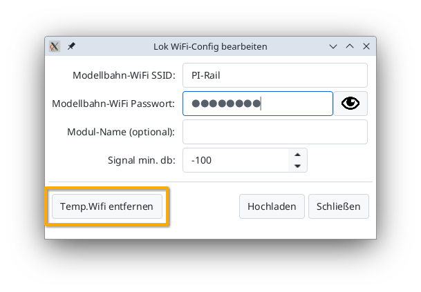Button temp. WLAN entfernen