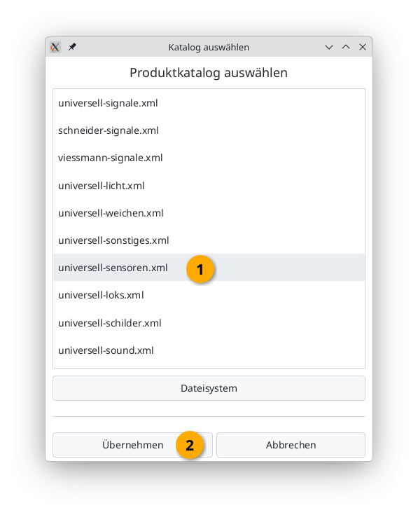 Katalog auswählen