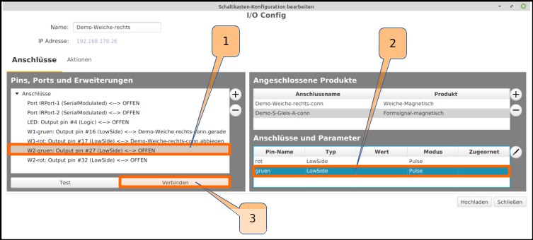 Configuration du module d'aiguillage Produit_brancher Signal à bras