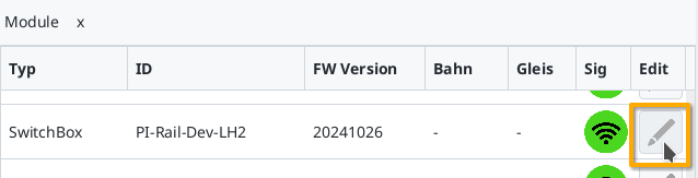 Ouvrir la configuration de la liste des modules