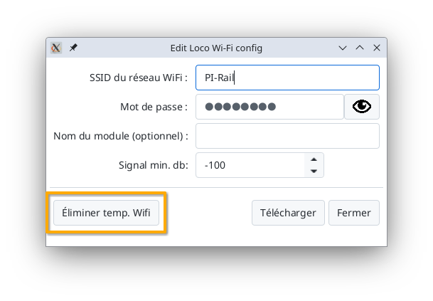 Bouton supprimer WiFi temporaire